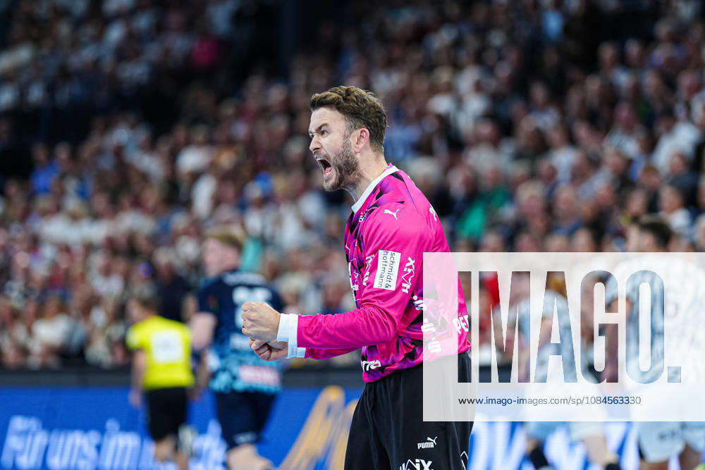 Celebration after a save by Gonzalo Perez de Vargas, THW Kiel, October 1, 2026, THW Kiel vs. Rhein Neckar Löwen, Handball, 1st Bundesliga, Matchday 9, 2026–2027 Season, October 15, 2026, Germany, THW Kiel vs. Rhein Neckar Löwen, Handball, 1st Bundesliga, Matchday 9, 2026–2027 Season, October 15, 2026, Kiel