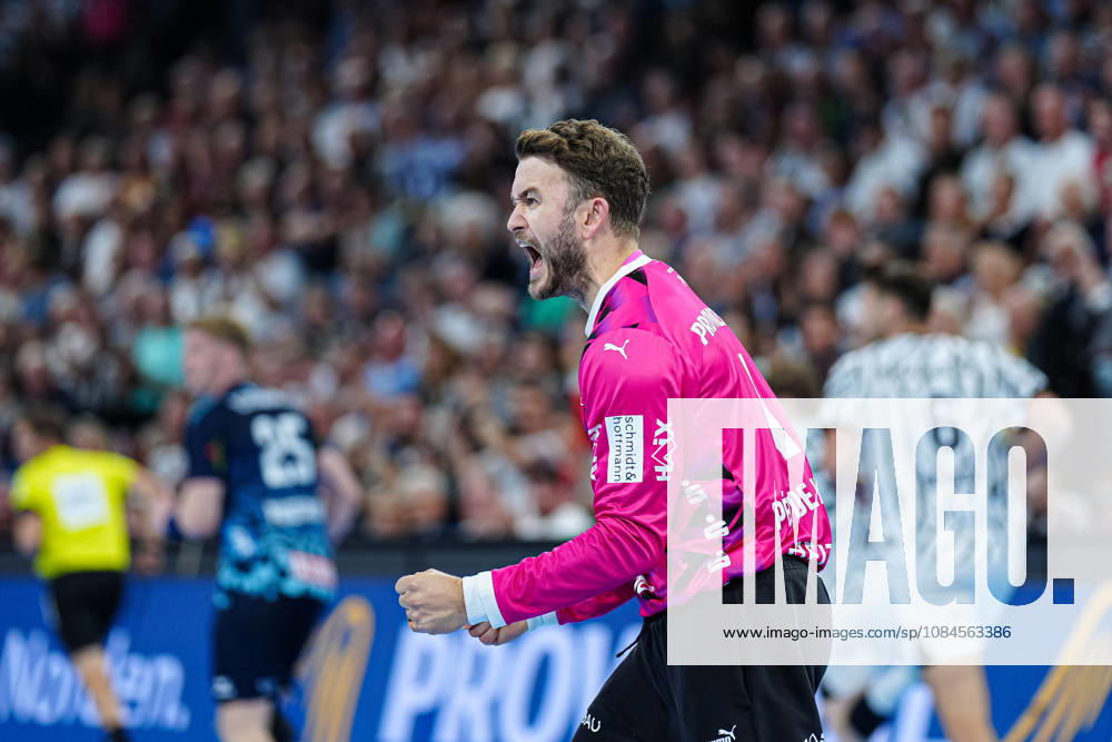 Celebration after a save by Gonzalo Perez de Vargas, THW Kiel, October 1, 2026, THW Kiel vs. Rhein Neckar Löwen, Handball, 1st Bundesliga, Matchday 9, 2026–2027 Season, October 15, 2026, Germany, THW Kiel vs. Rhein Neckar Löwen, Handball, 1st Bundesliga, Matchday 9, 2026–2027 Season, October 15, 2026, Kiel