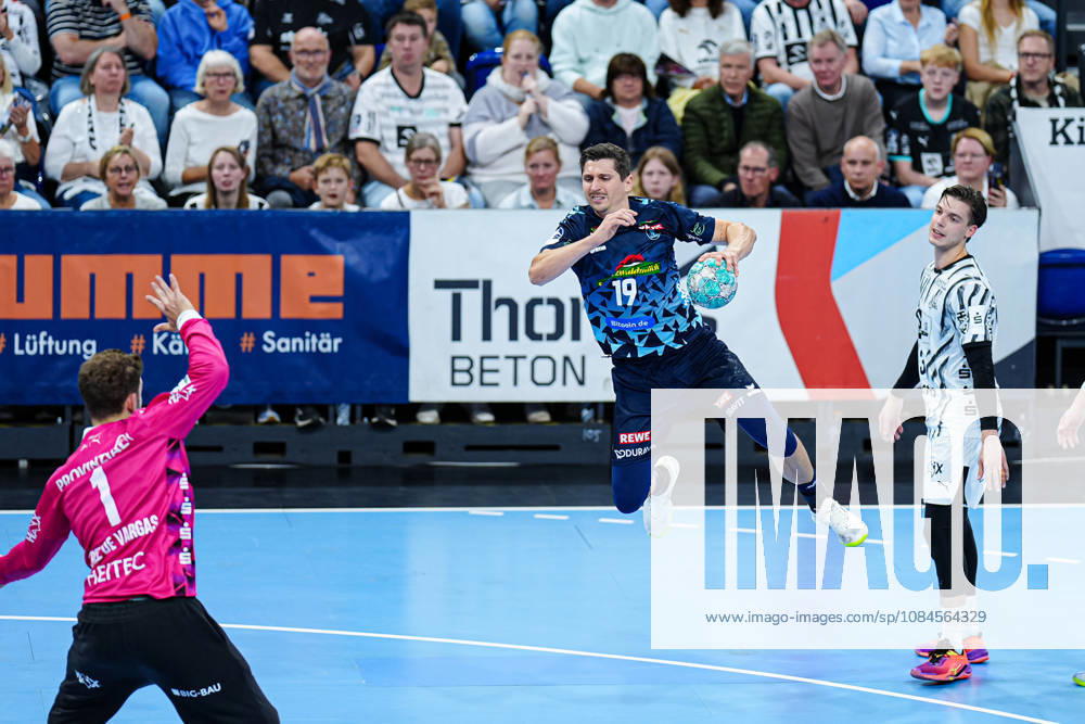 Goal by Marius Steinhauser, Rhein Neckar Löwen, 19 GER, THW Kiel vs. Rhein Neckar Löwen, Handball, Bundesliga 1, Matchday 9, 2026–2027 Season, October 15, 2026, Germany, THW Kiel vs. Rhein Neckar Löwen, Handball, 1st Bundesliga, Matchday 9, 2026–2027 season, October 15, 2026, Kiel