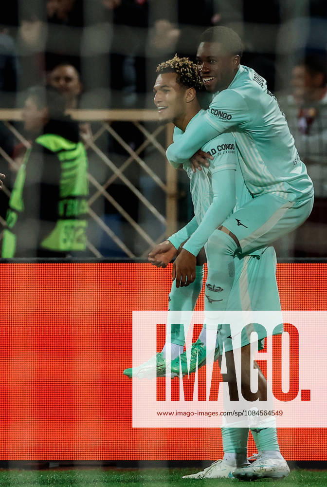 CSKA vs AS Monaco - UEFA Conference League SOFIA, BULGARIA-OCTOBER 15: Paris Brunner (L) of AS Monaco and Ansu Fati (R) of AS Monaco celebrate goal for 0-1 during the UEFA Conference League - League Phase, Matchday 1 between teams of CSKA and AS Monaco at Vasil Levski National Stadium in Sofia, Bulgaria, 15 October 2026. Borislav Troshev Anadolu Sofia Bulgaria. Editorial use only. Please get in touch for any other usage.