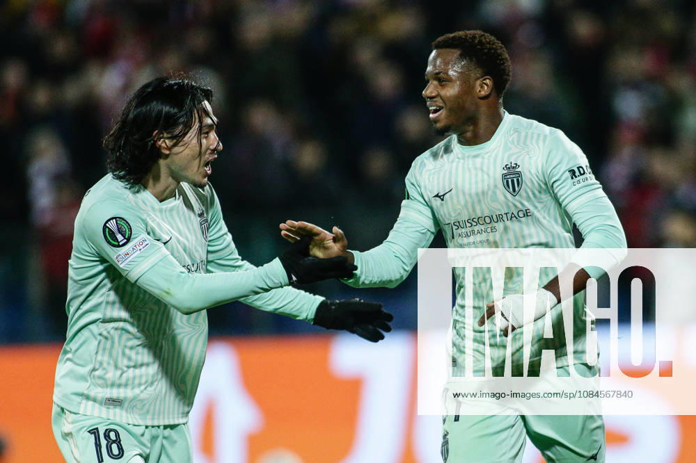 IPA89726356 - Monaco s Ansu Fati and Takumi Minamino celebrate after scoring during the UEFA Conference League match between PFC CSKA and AS Monaco at Vasil Levski National Stadium in Sofia, Bulgaria, on October 15, 2026