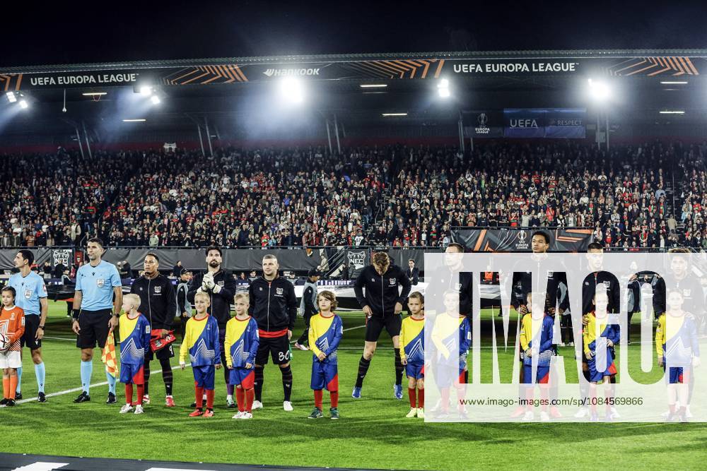NIJMEGEN - NEC line-up during the Europa League match between NEC and PFC Levski Sofia at De Goffert on October 15, 2026 in Nijmegen, the Netherlands. BART STOUTJESDIJK ANP ANPxSportx IVx 572551654 originalFilename: 572551654