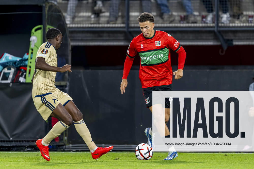 NIJMEGEN: NEC Nijmegen forward Clement Bischoff during the UEFA Europa League match between NEC and Levski Sofia at Stadion De Goffert on October 15, 2026, in Nijmegen, the Netherlands. Photo by DeFodi Images