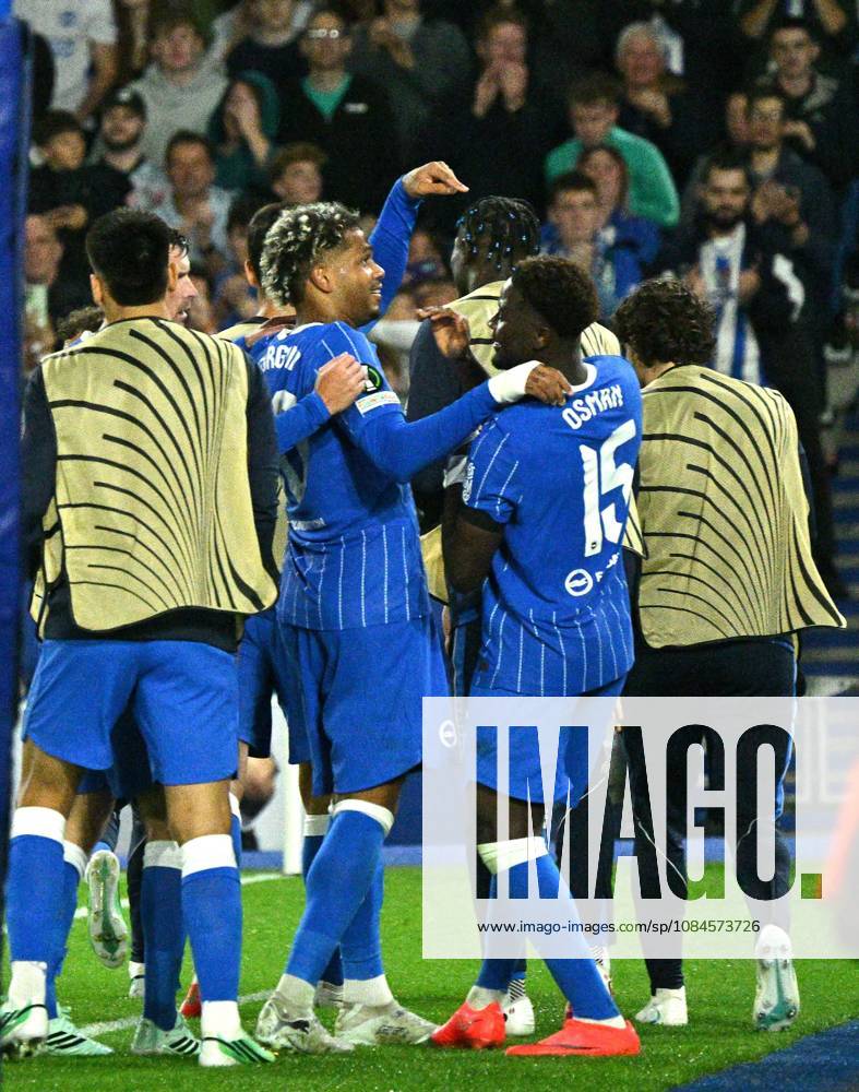 Georginio Rutter of Brighton on the left celebrates after scoring their third goal during the UEFA Conference League match between Brighton and Hove Albion and Kuano Zalgiris at the American Express Stadium , Brighton , UK - 15th October 2026 Brighton & Hove Albion vs Kuano Zalgiris UEFA Conference League Football, Amex Stadium, Sussex, United Kingdom - 15 Oct 2026Brighton Amex Stadium Sussex United Kingdom Editorial use only. No merchandising. For Football images FA and Premier League restrictions apply inc. no internet mobile usage without FAPL license - for details contact Football Dataco
