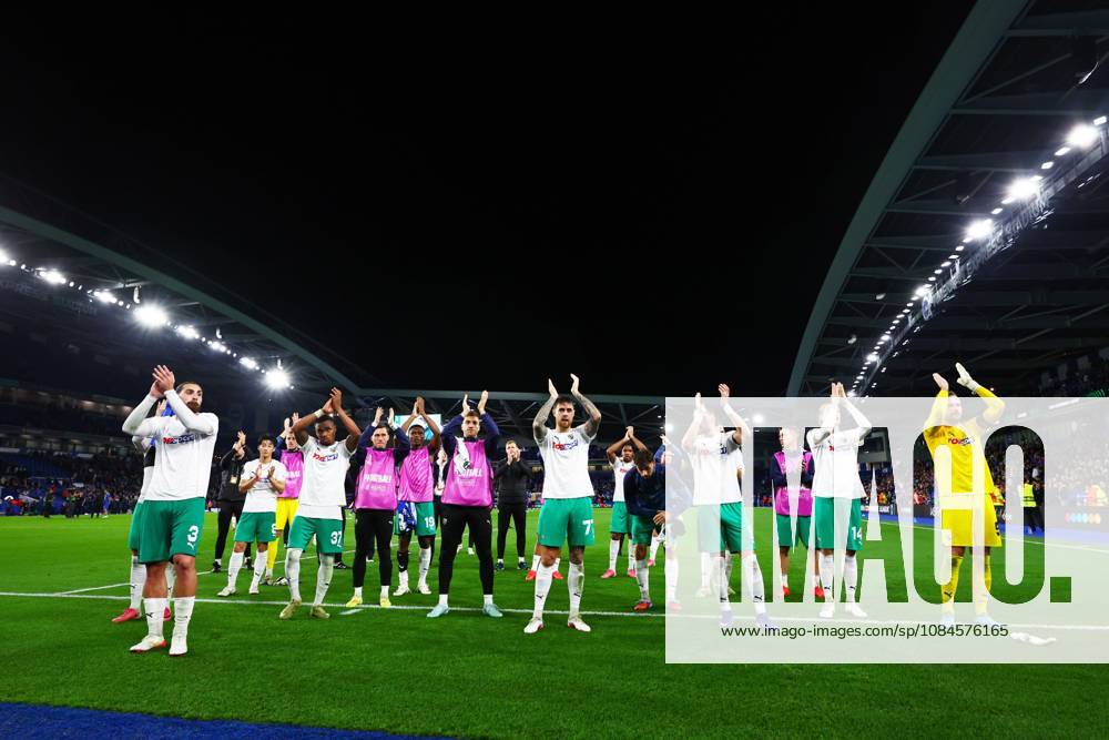 Kauno Zalgiris players applaud fans at full time. Brighton & Hove Albion v Kauno Zalgiris, UEFA Conference League, Football, American Express Stadium, Brighton, UK - 15 Oct 2026Brighton American Express Stadium United Kingdom
