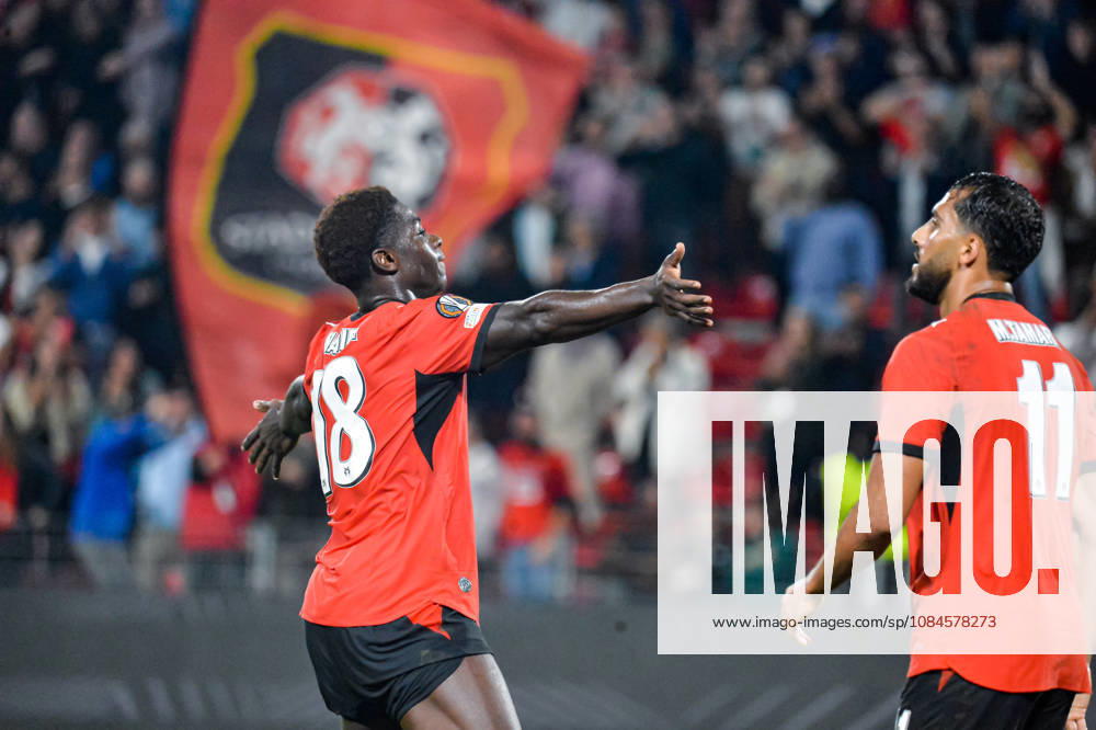 Joie des joueurs du Stade Rennais aprés le but de Mahamadou Nagida (Stade Rennais)