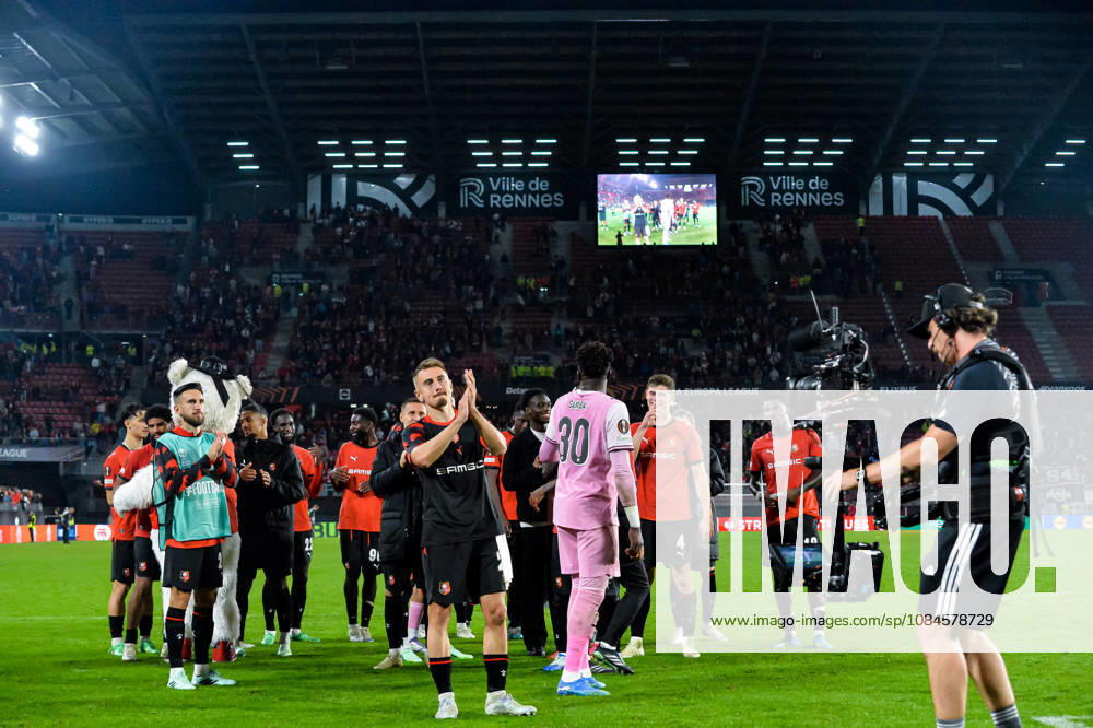 Joie des joueuers du Stade Rennais apres la victoire du contre OFI Crete