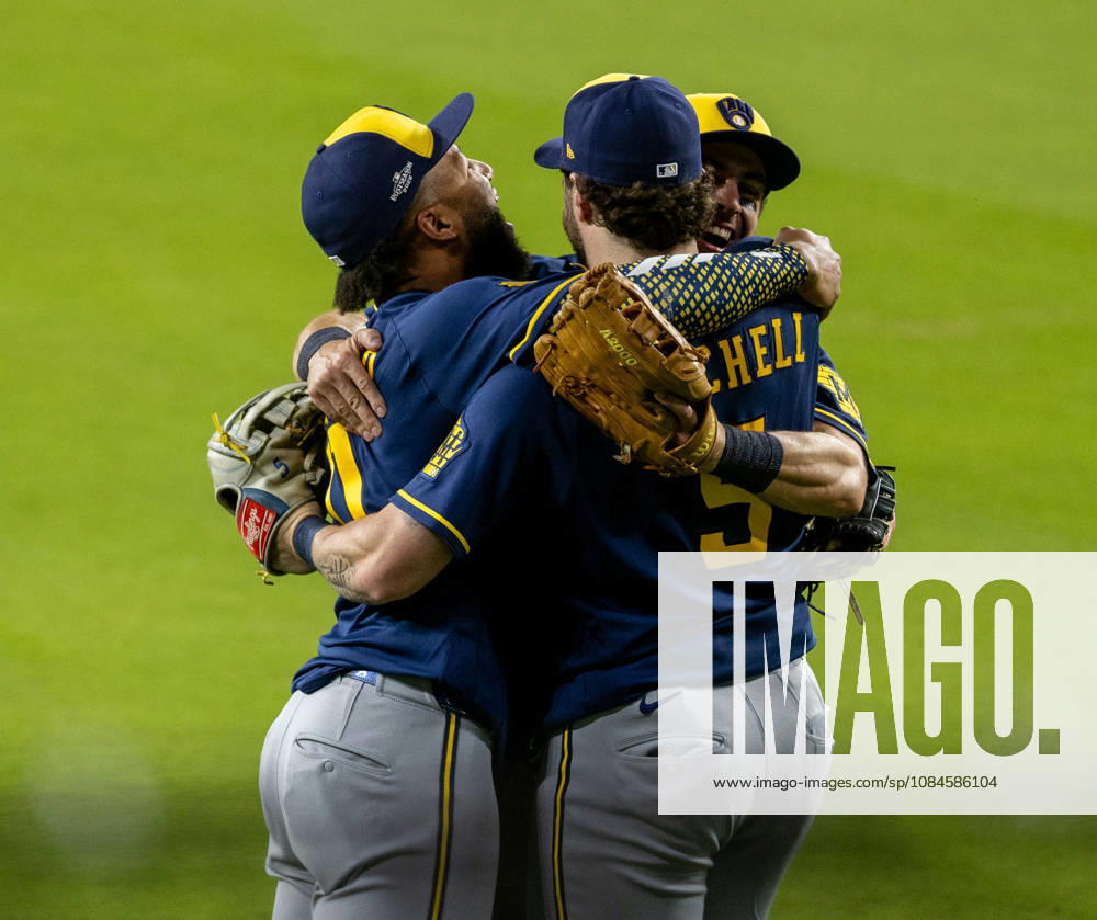 Milwaukee Brewers players celebrated after winning the Game 4 of the National League Championship Series against the Los Angeles Dodgers at Dodgers Stadium in Los Angeles, California , on Oct. 15, 2026..Brewers won the game 6-4 to advance to the World Series . . Los Angeles USA - ZUMAa60_ 0869635483st