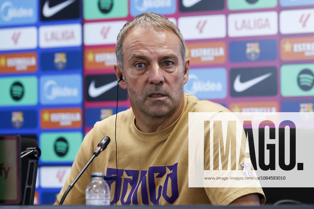 Hansi Flick, head coach of FC Barcelona, Barca attends his press conference, PK, Pressekonferenz during the training day of FC Barcelona ahead the Spanish League, LaLiga EA Sports, football match against Real Betis at Ciudad Esportiva Joan Gamper on October 16, 2026 in Sant Joan Despi, Barcelona, Spain. FC Barcelona Training And Press Conference - LaLiga EA Sports - ZUMAa181 20261016_zaa_a181_015