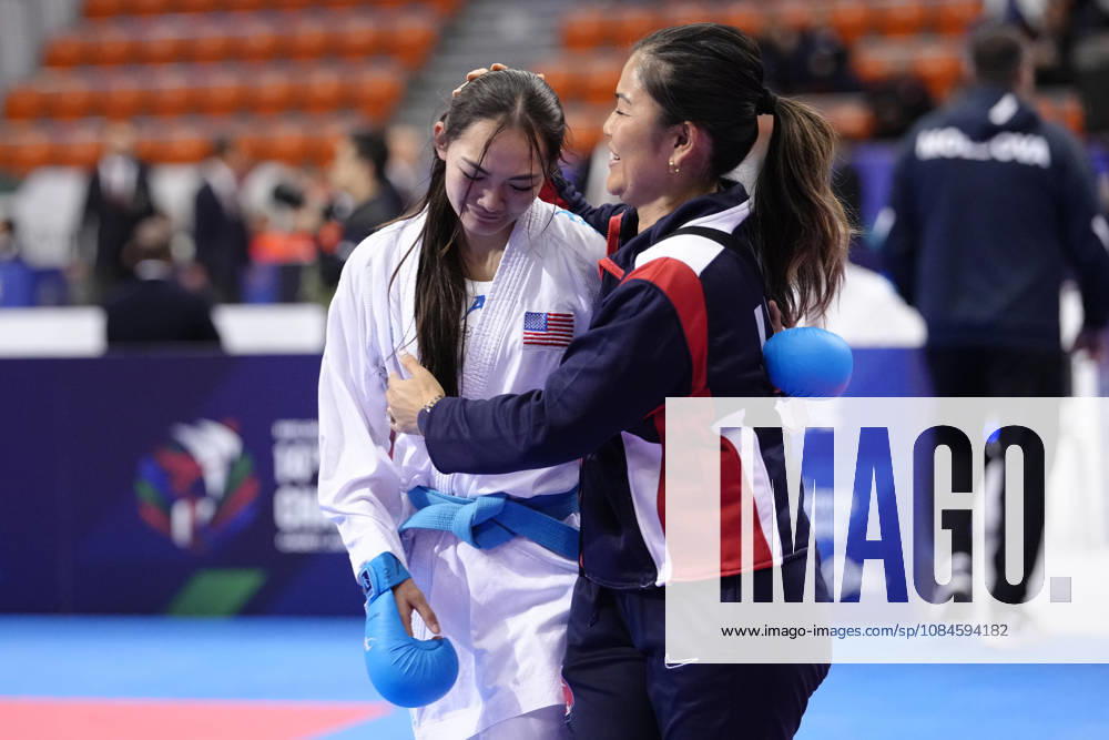 2026 World Cadet, Junior & U21, U 21 Karate Championships BIELSKO-BIALA, POLAND - OCTOBER 16: Presley Allen of the United States performs reacts after the cadet female kumite -54kg semi-final at the 2026 World Cadet, Junior & U21 Karate Championships at Hala Pod Debowcem on October 16, 2026 in Bielsko-Biala, Poland. Bielsko-Biala Hala Pod Debowcem Poland