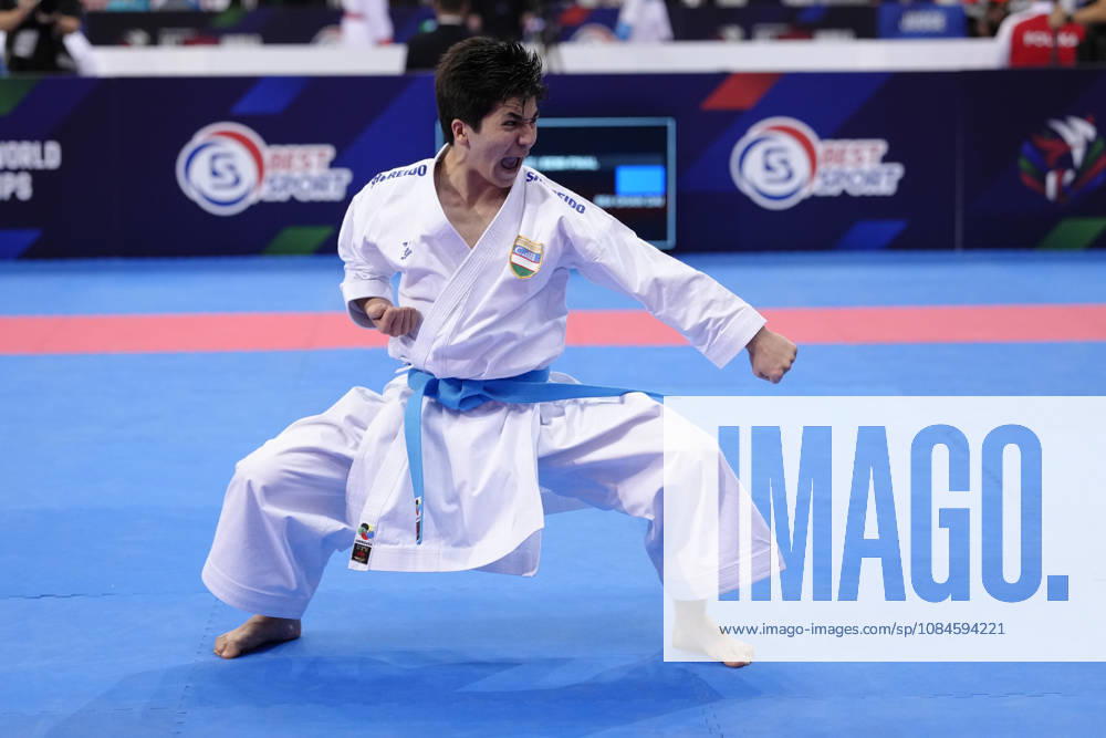 2026 World Cadet, Junior & U21, U 21 Karate Championships BIELSKO-BIALA, POLAND - OCTOBER 16: Javokhir Djakhangirov of Uzbekistan performs during the cadet male individual kata semi-final at the 2026 World Cadet, Junior & U21 Karate Championships at Hala Pod Debowcem on October 16, 2026 in Bielsko-Biala, Poland. Bielsko-Biala Hala Pod Debowcem Poland