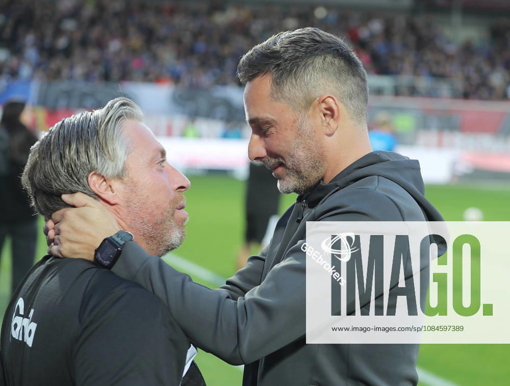 Assistant Coach Michael Wimmer, Kiel; Head Coach Stefan Leitl, Hertha BSC Berlin Soccer, Men s Team, 2026–2027 Season, 2. Bundesliga, Holstein Stadium, Holstein Kiel vs. Hertha BSC Berlin. DFL regulations prohibit any use of photographs as image sequences and or quasi-video.