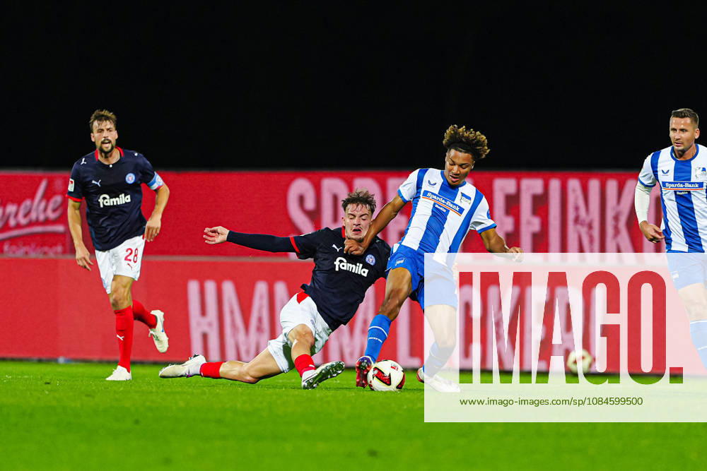 Leon Parduzi, Holstein Kiel, 40; Oluwaseun Adewumi, Hertha BSC, 19 (GER); Holstein Kiel vs. Hertha BSC, Soccer, 2. Bundesliga, Matchday 08, 2026–2027 Season, October 16, 2026 DFL regulations prohibit any use of photographs as image sequences and or quasi-video GER, Holstein Kiel vs. Hertha BSC, Soccer, 2. Bundesliga, Matchday 08, 2026–2027 Season, October 16, 2026, Kiel
