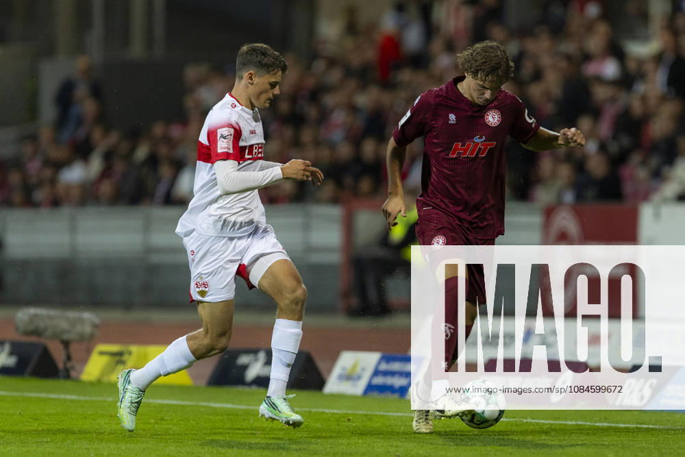 3rd Division, Fortuna Cologne vs. VfB Stuttgart U21, October 16, 2026, Maximilian Fischer, Fortuna Cologne, 3, Lauri Penna, VfB Stuttgart U21, 7, 3rd Division, Fortuna Cologne vs. VfB Stuttgart U21, Matchday 10, on October 16, 2026, Südstadion, Cologne. DFB regulations prohibit any use of photographs as image sequences and or quasi-video.