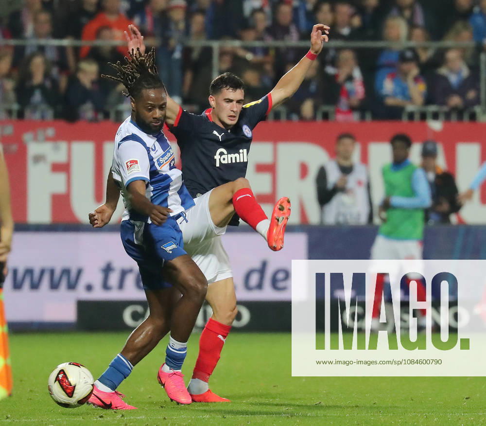 Deyovaisio Zeefuik, Hertha BSC Berlin; Guillermo Balzi, Holstein Kiel; Soccer, Men s, 2026–2027 Season, 2. Bundesliga, Holstein Stadium, Holstein Kiel vs. Hertha BSC Berlin DFL REGULATIONS PROHIBIT ANY USE OF PHOTOGRAPHS AS IMAGE SEQUENCES AND OR QUASI-VIDEO