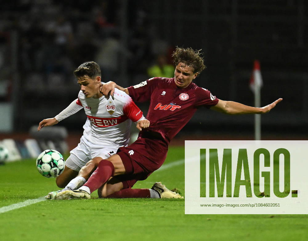 Soccer 3rd Division, Cologne, Fortuna Cologne vs. VFB Stuttgart II, Maximilian Fischer (Fortuna Cologne, right) and Lauri Penna (Stuttgart, left)