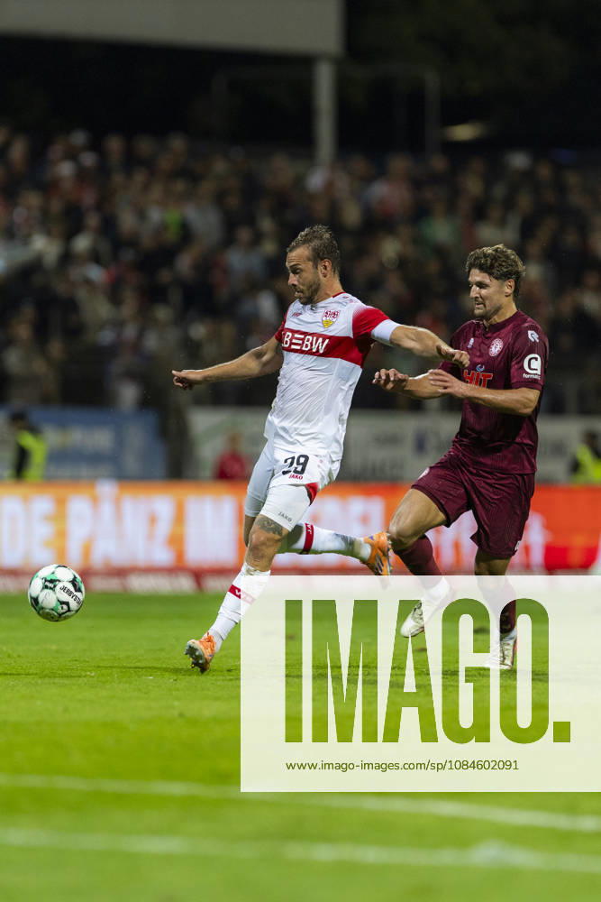3rd Division, Fortuna Cologne vs. VfB Stuttgart U21, October 16, 2026, Dominik Nothnagel (VfB Stuttgart U21), 29, Enzo Wirtz, Fortuna Cologne, 9, 3rd Division, Fortuna Cologne vs. VfB Stuttgart U21, Matchday 10, on October 16, 2026, Südstadion, Cologne. DFB regulations prohibit any use of photographs as image sequences and or quasi-video.