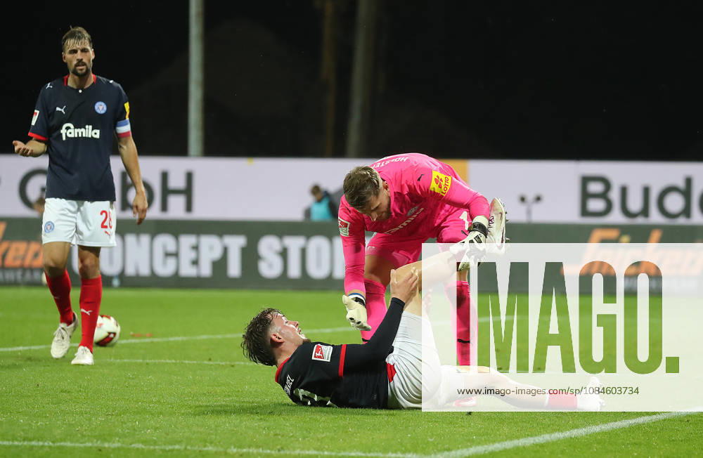 Goalkeeper Timon Weiner, Holstein Kiel; Leon Parduzi, Holstein Kiel Soccer, Men s Team, 2026–2027 Season, 2. Bundesliga, Holstein Stadium, Holstein Kiel vs. Hertha BSC Berlin, 0–0. DFL regulations prohibit any use of photographs as image sequences and or quasi-video.