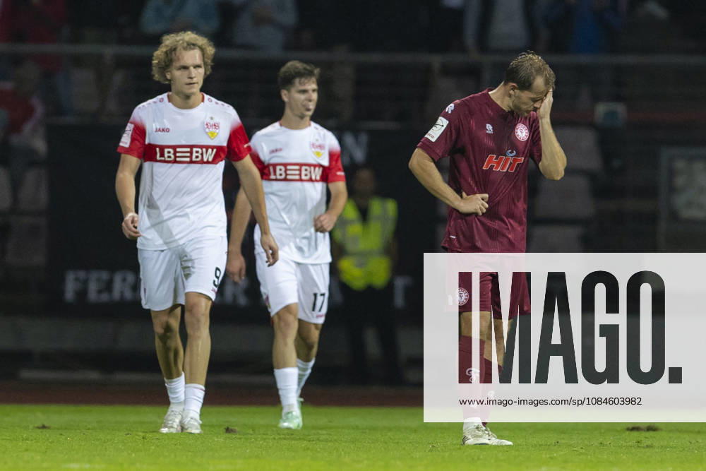 3rd Division, Fortuna Cologne vs. VfB Stuttgart U21, October 16, 2026; Georg Strauch of Fortuna Cologne, No. 11, is frustrated by the goal conceded; 3rd Division, Fortuna Cologne vs. VfB Stuttgart U21, Matchday 10, October 16, 2026, Südstadion, Cologne DFB regulations prohibit any use of photographs as image sequences and or quasi-video