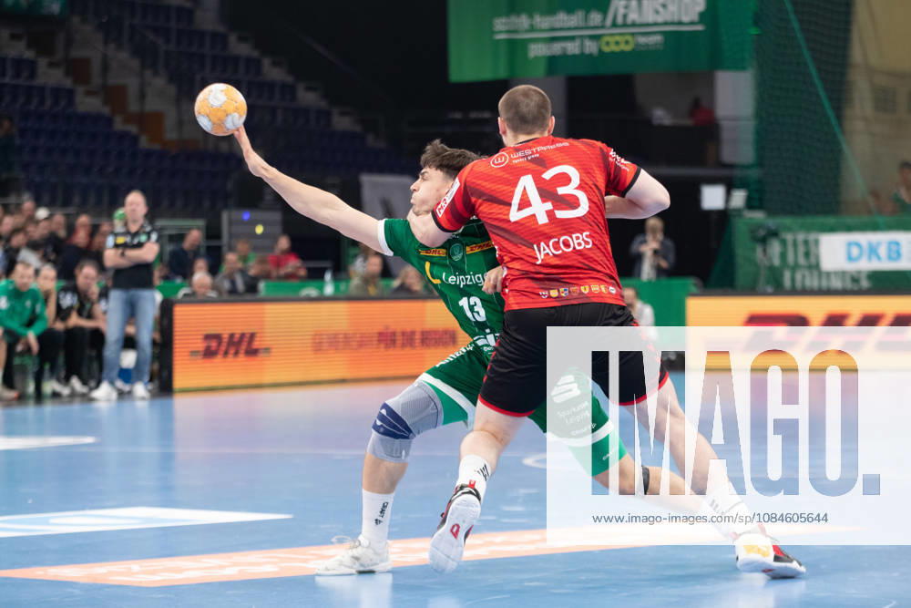 Handball, HBL2: SC DHfK Leipzig vs. ASV Hamm Westfalen, October 16, 2026; Matej Klima 13; SC DHfK Leipzig led by Jann Keno Jacobs 43; ASV Hamm Westfalen; Handball, 2nd Bundesliga, 2026–2027 season, Matchday 8: SC DHfK Leipzig vs. ASV Hamm Westfalen on October 16, 2026, at the Quarterback Immobilien Arena Leipzig