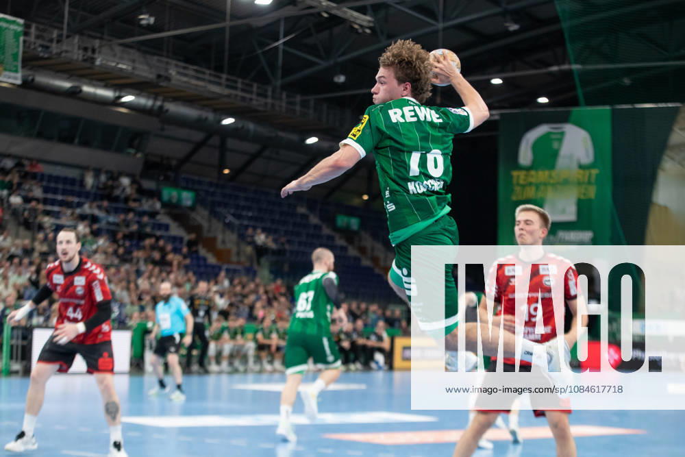 Handball, HBL2: SC DHfK Leipzig vs. ASV Hamm Westfalen, October 16, 2026; Tom Koschek 76, SC DHfK Leipzig taking a shot; Handball, 2nd Bundesliga, 2026–2027 season, Matchday 8: SC DHfK Leipzig vs. ASV Hamm Westfalen on October 16, 2026, at the Quarterback Immobilien Arena Leipzig