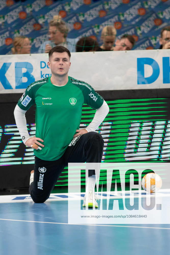 Handball, HBL2: SC DHfK Leipzig vs. ASV Hamm Westfalen, October 16, 2026; Goalie Anadin Suljakovic (12), SC DHfK Leipzig during warm-ups; Handball practice; 2nd Bundesliga; 2026–2027 season; Matchday 8: SC DHfK Leipzig vs. ASV Hamm Westfalen on October 16, 2026, at the Quarterback Immobilien Arena Leipzig