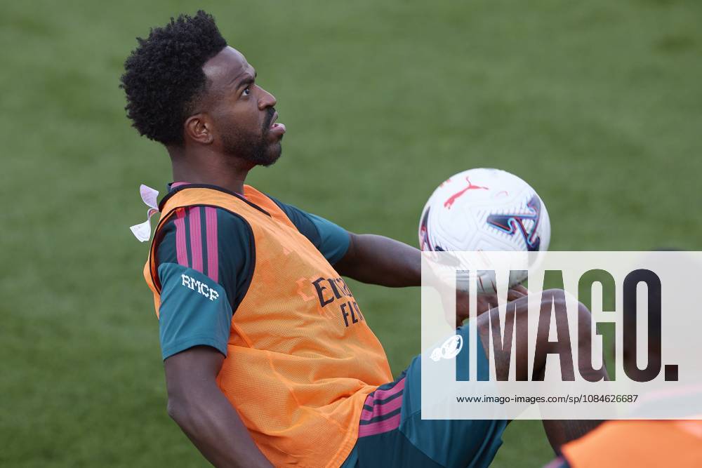 Vinicius Junior (Real Madrid CF) is seen in action during a training session on the eve of the LaLiga EA SPORTS 2026 2027 match between Real Madrid CF and Sevilla FC..Real Madrid CF is holding its final training session and press conference, PK, Pressekonferenz ahead of its ninth LaLiga game. Madrid Spain - ZUMAs197 20261017_aaa_s197_029