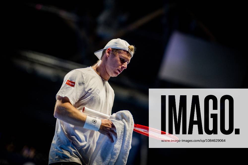 Gauthier Onclin of Belgium pictured in action during the European Open ATP, Tennis Herren tennis tournament in Brussels, on Saterday 17 October. This year s edition of the tournament is taking place from 17 to 25 October JASPERxJACOBS x190069738x