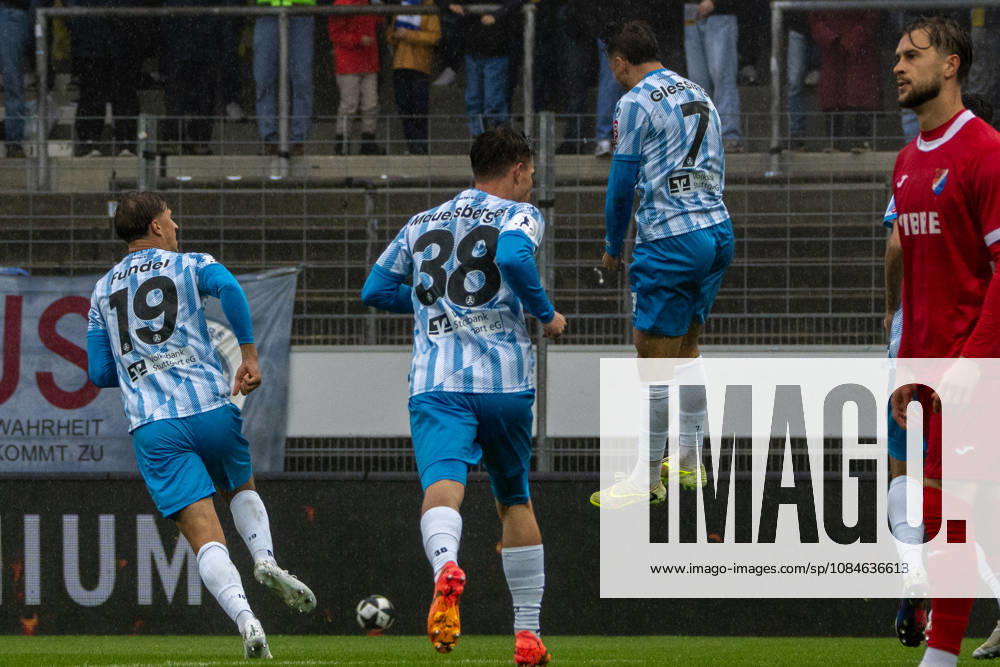 Southwest Regional Soccer League, Stuttgarter Kickers vs. TSV Steinbach Haiger; from left: Yannick Glessing; SV Stuttgarter Kickers celebrate after the 1-0 win in Stuttgart