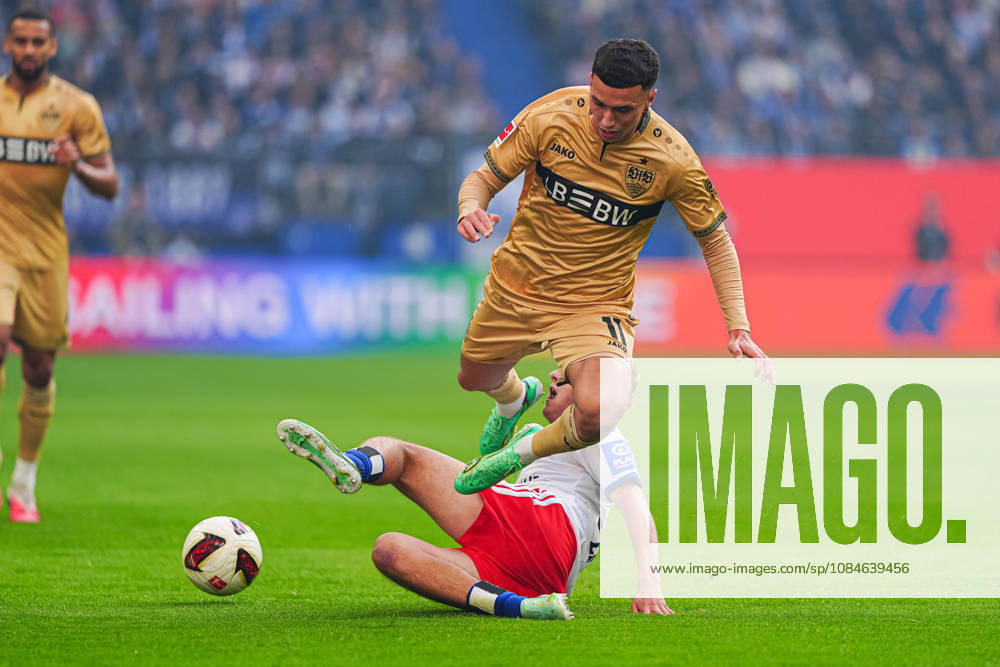 Bilal El Khannouss, VfB Stuttgart, 11; Louis Lemke, Hamburger SV, 37 (GER); Hamburger SV vs. VfB Stuttgart, soccer, Bundesliga 1, Matchday 6, 2026–2027 season, October 17, 2026 DFL regulations prohibit any use of photographs as image sequences and or quasi-video GER, Hamburger SV vs. VfB Stuttgart, soccer, 1st Bundesliga, Matchday 06, 2026–2027 season, October 17, 2026, Hamburg