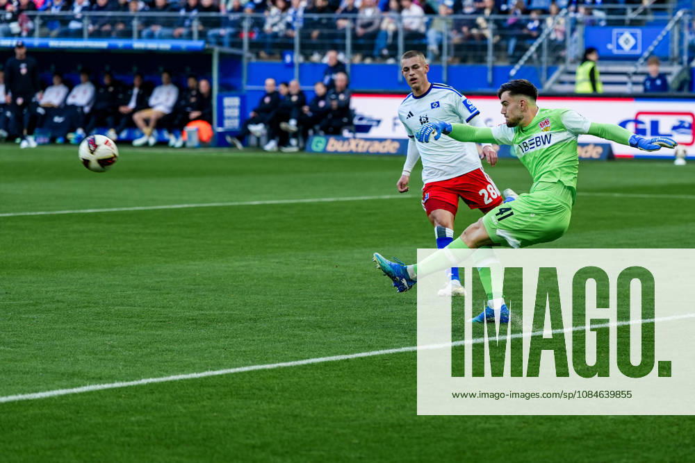 Germany Soccer Bundesliga 2026-27, Matchday 6: Hamburger SV (HSV) vs. VfB Stuttgart at Volkspark Stadium, Hamburg; Miro Muheim (Hamburger SV), 28; Dennis Seimen (VfB Stuttgart), 41