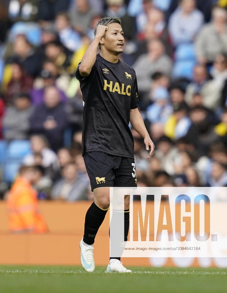 Manchester, England, 17th October 2026. Daizen Maeda of Ipswich Town celebrates after scoring during the Manchester City vs Ipswich Town Premier League match at the Etihad Stadium, Manchester. Picture credit should read: Andrew Yates Sportimage . SPI_011_AY_MAN_CITY_IPSWICH SPI-5076-0011
