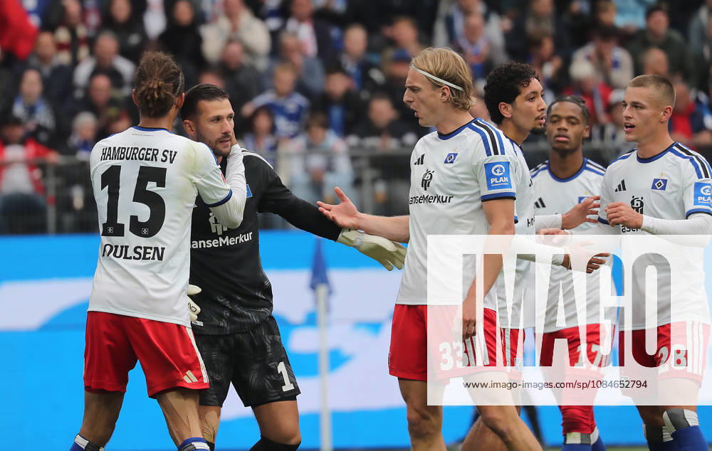 Thanks to Daniel Heuer (Fernandes) of Hamburger SV, Sebastian Bornauw of Hamburger SV, and Yussuf Poulsen of Hamburger SV. Soccer, Men s, 2026–2027 season, 1. Bundesliga, Volksparkstadion, Hamburger SV vs. VfB Stuttgart, 1–0. DFL regulations prohibit any use of photographs as image sequences and or quasi-video.