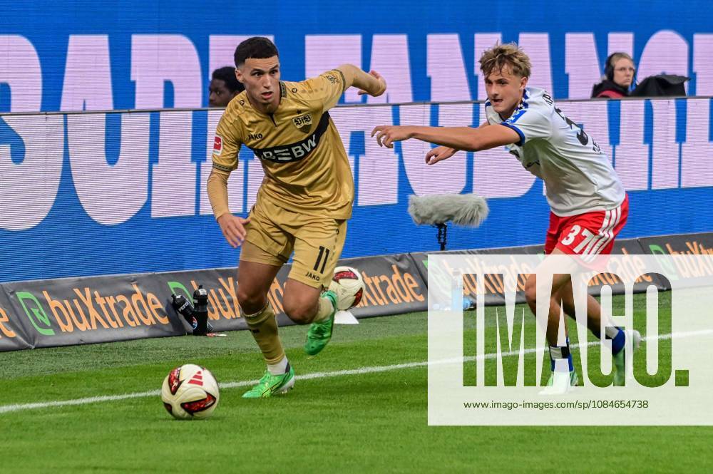 Louis Lemke, HSV 11, Bilal El Khannouss, Stuttgart, Germany, Hamburg, Volksparkstadion, soccer, Bundesliga 1, Hamburger SV, VFB Stuttgart