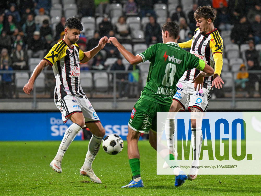 SOCCER - BL, A.Lustenau vs LASK LUSTENAU,AUSTRIA,17.OCT.26 - SOCCER - ADMIRAL Bundesliga, SC Austria Lustenau vs Linzer ASK. Image shows Daniel Elfadli (LASK), Dion Kacuri (A.Lustenau) and Christoph Lang (LASK). GEPAxpictures xOliverxLerch