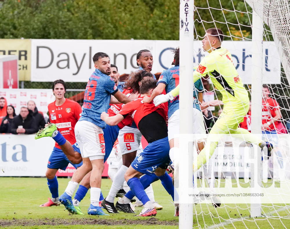 Cham, Switzerland; Men s Soccer, 2026–2027 Season, Swiss Cup, Round 2, SC Cham vs. FC Sion, 0–2; Photo: Scene in front of FC Sion goalkeeper Anthony Racioppi in action