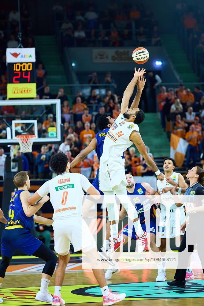Tip-off: Armel Traore, Ratiopharm Ulm, 94 GER, Ratiopharm Ulm vs. Phoenix Hagen, Basketball, BBL Cup, 2026–2027 Season, October 17, 2026 GER, Ratiopharm Ulm vs. Phoenix Hagen, Basketball, BBL Cup, 2026–2027 Season, October 17, 2026 Neu Ulm