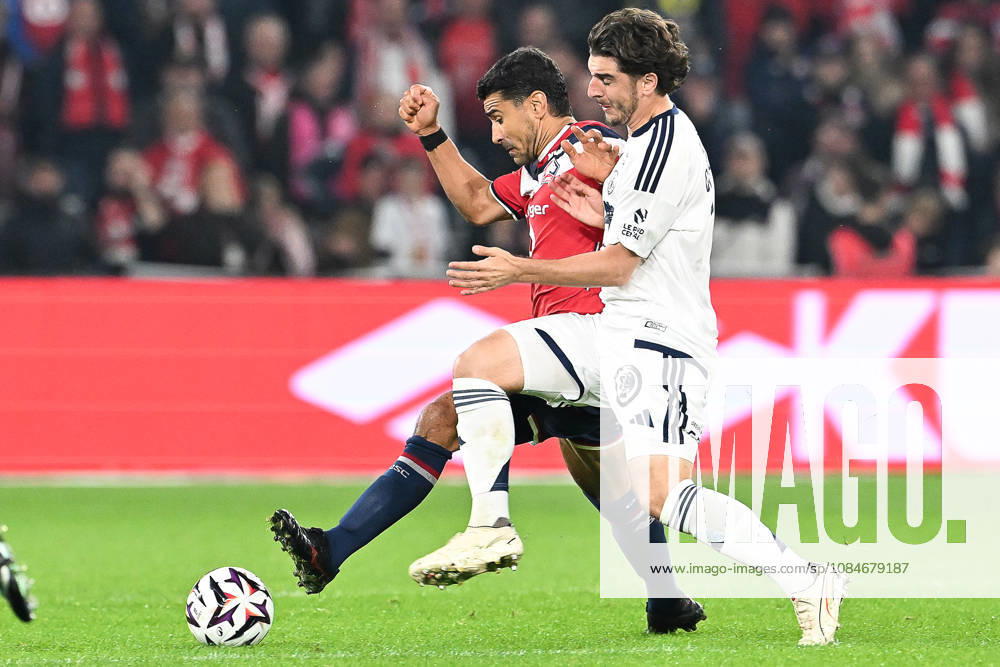 Lille OSC vs Brest Benjamin Andre (21) of Lille and Joris Chotard (13) of Brest pictured during the French Mc Donalds Ligue 1 season 2026 - 2027 matchday 7 game between Lille OSC and Stade Brest on October 17 , 2026 in Lille, France. (Photo by Jill Delsaux Isosport) Lille France