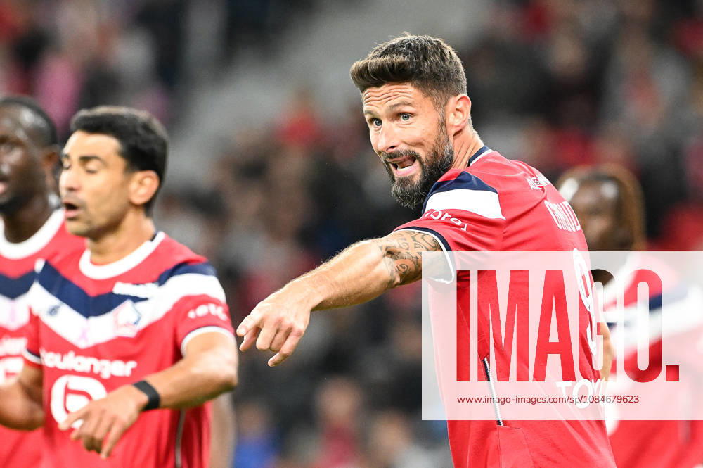 Lille OSC vs Brest Olivier Giroud (9) of Lille reacts during the French Mc Donalds Ligue 1 season 2026 - 2027 matchday 7 game between Lille OSC and Stade Brest on October 17 , 2026 in Lille, France. (Photo by Jill Delsaux Isosport) Lille France
