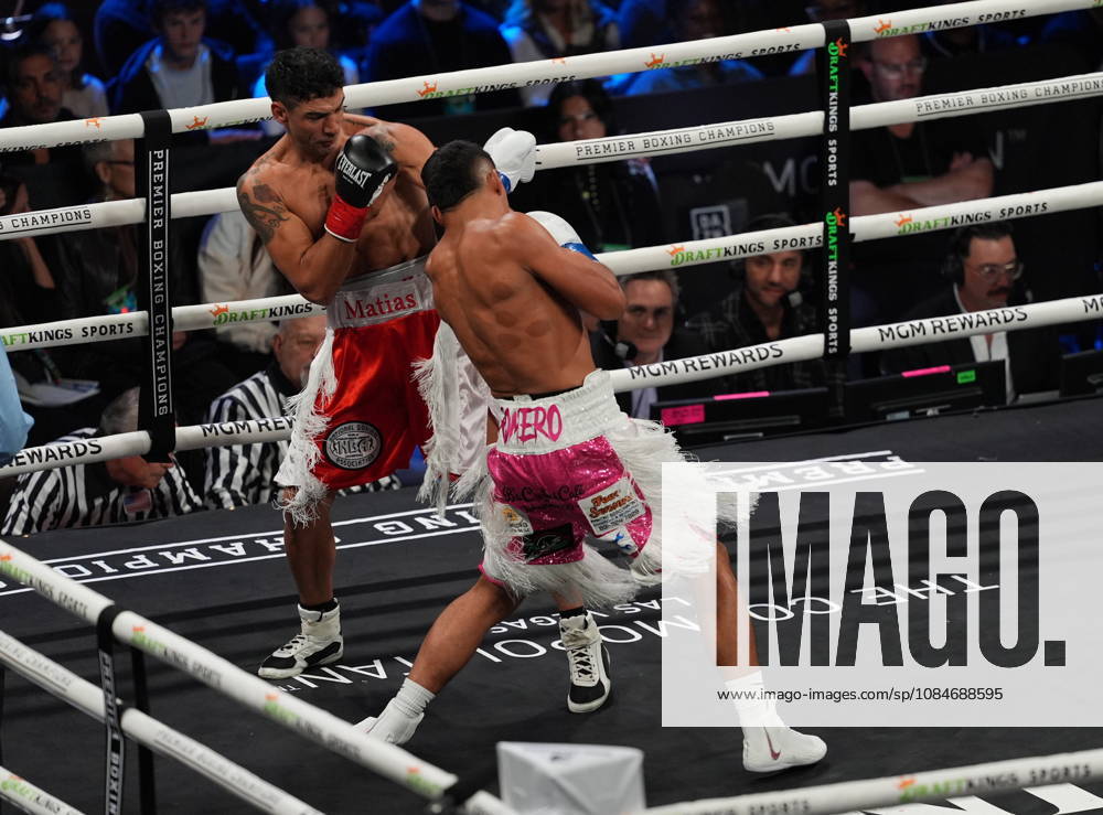 BOXING: Marco Romero vs Matias Ferreira in Las Vegas LAS VEGAS, NEVADA - OCTOBER 17: Marco Romero (in pink&amp;white short) knock Matias Ferreira (in red&amp;white short) out in the first round of 8 during their super middleweight fight on Saturday night at the Chelsea of The Cosmopolitan in Las Vegas, Nevada, United States on October 17, 2026. Tayfun Coskun Anadolu Nevada United States. Editorial use only. Please get in touch for any other usage.
