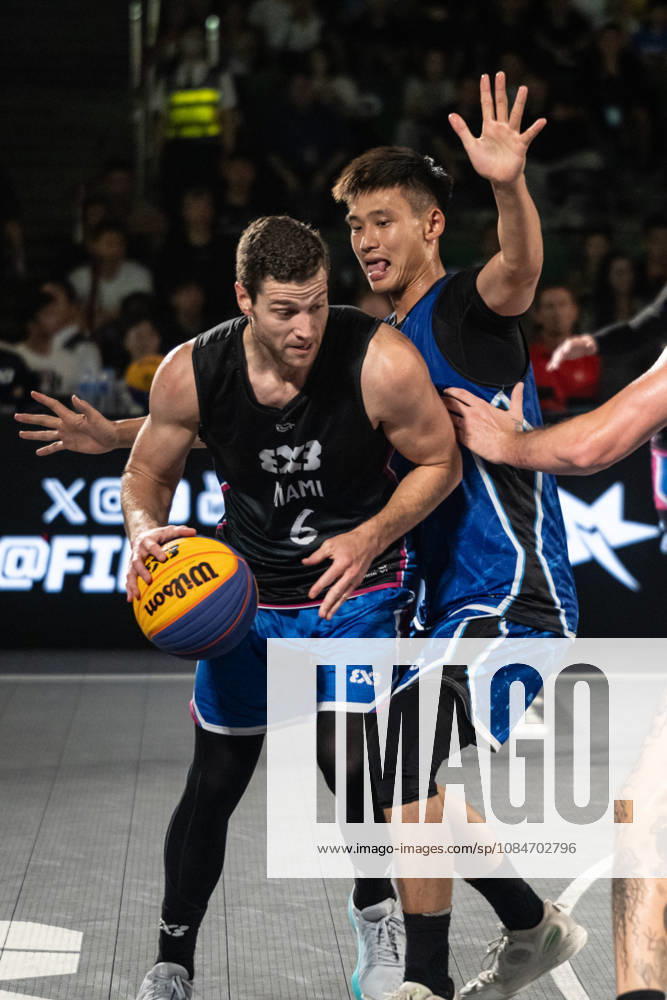 FIBA 3x3 Basketball Macau.Semi-Final between Miami (black top) and Shanghai (blue) in the setting of the famous Ruins of St Pauls. FIBA 3x3 Basketball Macau - ZUMAr144 20261018_zap_r144_082
