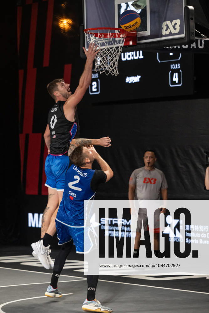 FIBA 3x3 Basketball Macau.Semi-Final between Miami (black top) and Shanghai (blue) in the setting of the famous Ruins of St Pauls. FIBA 3x3 Basketball Macau - ZUMAr144 20261018_zap_r144_085