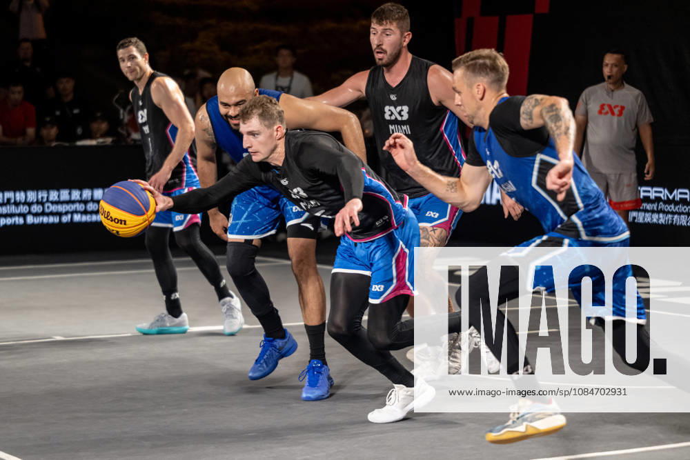 FIBA 3x3 Basketball Macau.Semi-Final between Miami (black top) and Shanghai (blue) in the setting of the famous Ruins of St Pauls. FIBA 3x3 Basketball Macau - ZUMAr144 20261018_zap_r144_086