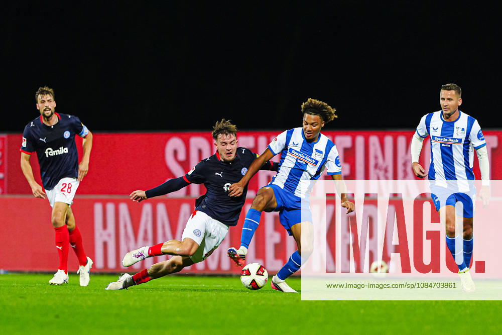 Leon Parduzi, Holstein Kiel, 40; Oluwaseun Adewumi, Hertha BSC, 19 (GER); Holstein Kiel vs. Hertha BSC, soccer, 2. Bundesliga, Matchday 08, 2026–2027 season, October 16, 2026 DFL regulations prohibit any use of photographs as image sequences and or quasi-video GER, Holstein Kiel vs. Hertha BSC, Soccer, 2. Bundesliga, Matchday 08, 2026–2027 Season, October 16, 2026, Kiel