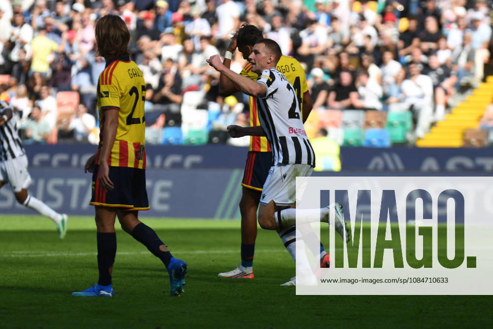 SOCCER - Serie A - Udinese Calcio vs. US Lecce Photo by IPA ABACAPRESS.COM89854417 - Udinese s Jakub Piotrowski celebrates after scoring the disallowed goal during the Serie A soccer match between Udinese Calcio and US Lecce in Udine, Italy, on October 18, 2026 Udine Italy