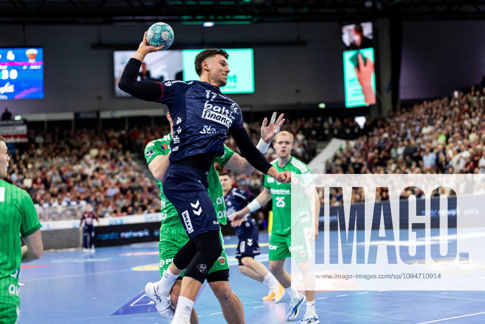 Opel HBL SG Flensburg Handewitt vs. Füchse Berlin, October 18, 2026: Marko Grgic, No. 17, SG Flensburg Handewitt on the attack. Opel HBL SG Flensburg Handewitt vs. Füchse Berlin, GGW Arena