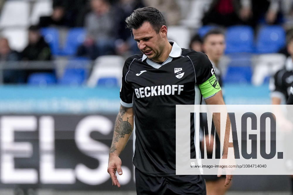 Niko Kijewski Verl, 19, captain, SC Verl player, single image, single photo, in action, looking disappointed, disappointment, frustration, pessimistic, October 18, 2026, Sinsheim, Germany, soccer, 3rd Division, TSG 1899 Hoffenheim II vs. SC Verl, DFB and DFL regulations prohibit any use of photographs as image sequences and or quasi-video