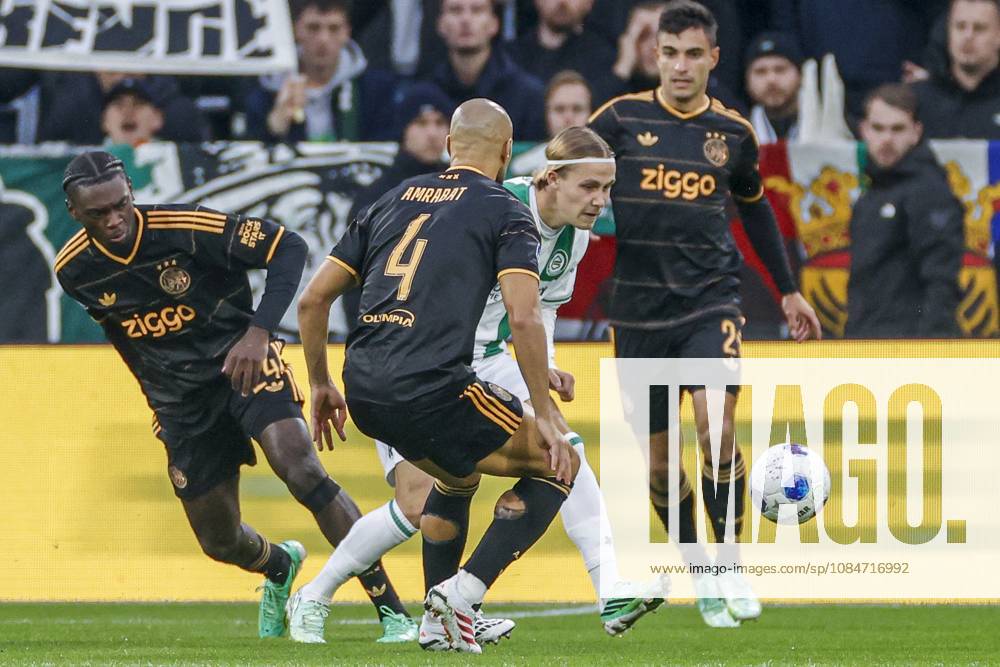 , Euroborg Stadium, season 2026 2027 , Dutch Eredivisie Football , match between FC Groningen and Ajax. Picture shows FC Groningen player David van der Werff and Ajax player Sofyan Amrabat Groningen - Ajax x208696663x