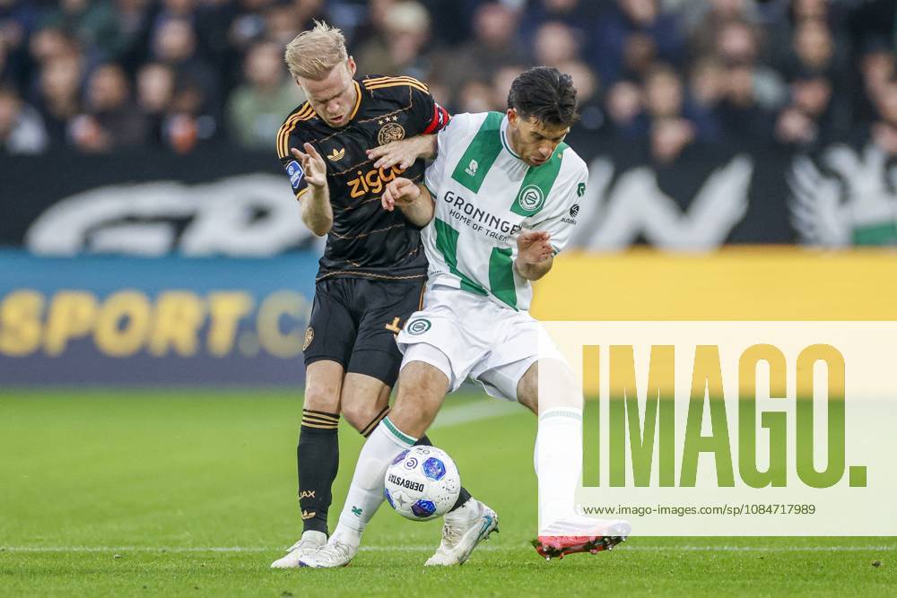 , Euroborg Stadium, season 2026 2027 , Dutch Eredivisie Football , match between FC Groningen and Ajax. Picture shows Ajax player Davy Klaassen FC Groningen player Pelle Clement Groningen - Ajax x208697913x