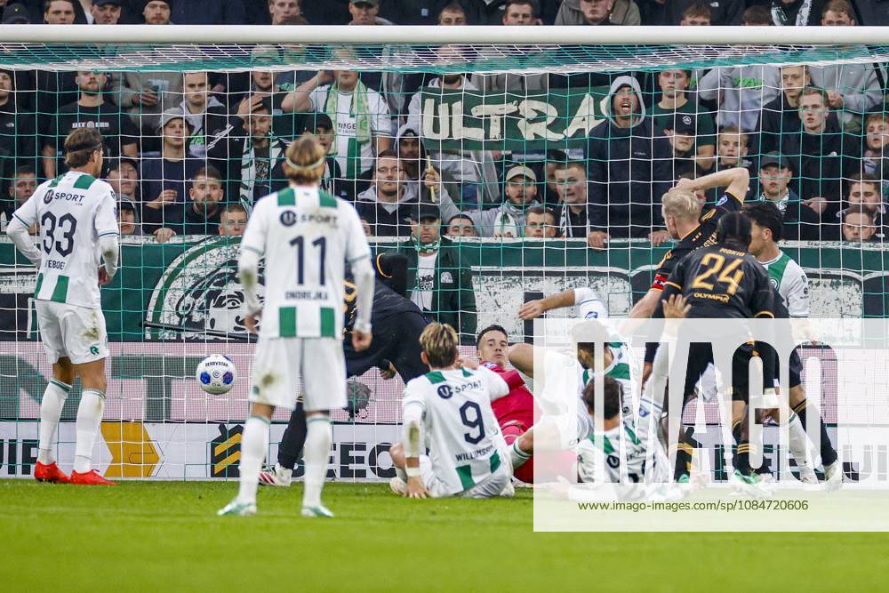 , Euroborg Stadium, season 2026 2027 , Dutch Eredivisie Football , match between FC Groningen and Ajax. Picture shows the goal from Ajax player Aaron Bouwman Groningen - Ajax x208700536x